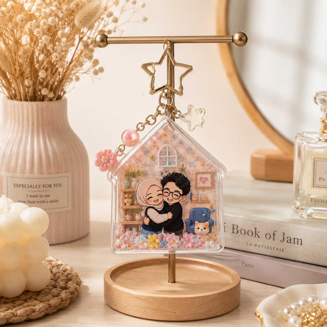 Miniminka personalized house keychain